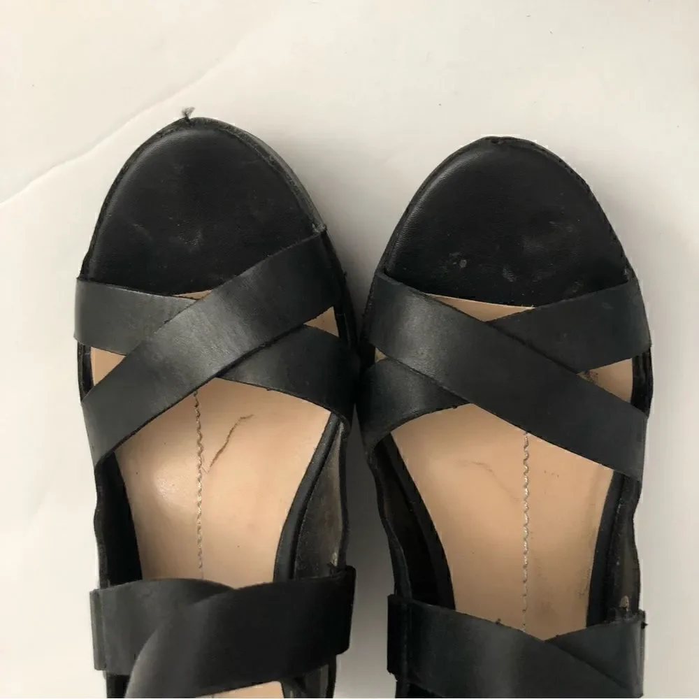 DV Dolce Vita black strappy leather wedge size 10